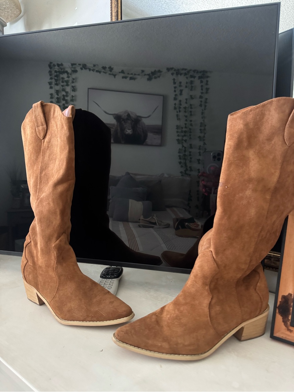 Women's Over-the-Knee Suede Boots in Tan